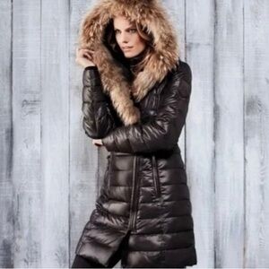 Rudsak Atelier Noir Sandra Down Jacket Medium Black Real Raccoon Fur